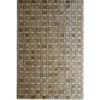 Luxury designer rug with a grid of beige and brown lines on a neutral background, crafted from premium hide.