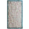 Custom Hide 15441 luxury designer rug with textured strips and quote border in high-end materials.