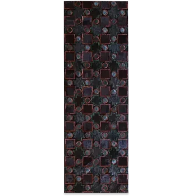 Ignition Hide 27421 designer rug features a dark, metallic grid for luxury interiors.