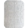 Luxury designer rug in white, handmade wool style with an embossed geometric pattern.