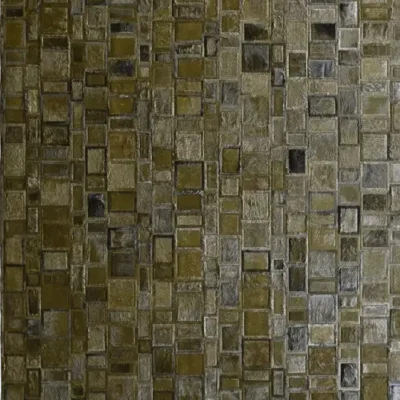 Confusion Hide 28074 designer rug with textured brown and olive green hide tiles.