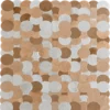 Luxury designer rug Custom Hide 29357 in beige and tan overlapping circles, showcasing high-end handmade hide rug texture.