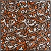 Luxury designer rug with abstract rose pattern in brown, orange, beige, and white hide.