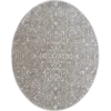 Oval high-end designer rug with beige and brown wood grain pattern, handmade wool.