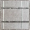 Luxury designer rug, square handmade silk-wool blend with minimalist stripes on beige.