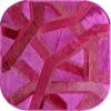 Luxury designer rug Vertigo Hide 15520 with abstract pink pattern, handmade hide rug.