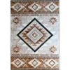 Luxury designer rug featuring a central diamond in brown, black, and white with star motifs.