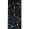 Luxury designer rug featuring the Virgo constellation in white on a dark high-end hide.