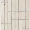 Rectangular panel of beige and tan tiles evokes high-end designer hide rug style.