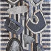 Vertical abstract design inspires luxury custom rugs with geometric and organic motifs in gray, silver, and black tones.