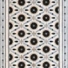 Aubusson Hide 15998 is a luxury designer handmade hide rug with a floral mosaic in black, tan, and gray.