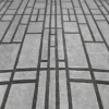 Luxury designer gray rug with geometric dark lines, handmade wool for high-end style.