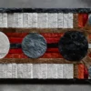 Atlas Hide 15902 is a high-end designer rug with geometric patterns on a concrete floor.