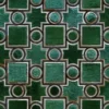 Ignition Hide 16101 showcases a luxury designer rug with green geometric motifs on textured handmade hide.