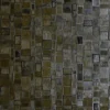 Close-up of Confusion Hide 28074 luxury designer rug with a grid of metallic bronze and black tiles.
