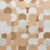 Luxury designer rug Custom Hide 29357 shows abstract beige, brown, and white textured circles.