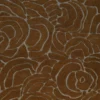 Luxury designer rug with swirling brown floral patterns on a high-end textured surface.