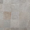 3 Lock Box Hide 15204 luxury designer rug with beige and gray handmade hide tiles in a chic grid pattern.