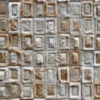Close-up of Surrender Hide 15561 luxury handmade hide rug, showing its geometric grid and premium brown-white fur texture.