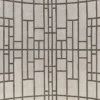 Symmetrical designer rug with intersecting black lines on light grey, high end luxury wool rug.