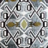 Luxury designer rug Custom Hide 27534 with a geometric blue, white, black, and olive pattern.