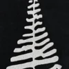 Luxury custom wool rug with white abstract tree on black, a high-end designer piece.