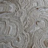 Aubusson Hide 16290 luxury handmade hide rug with beige, brown waves and tree ring designer pattern.