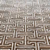 Close-up of Ripcord Hide 27036, a luxury designer rug with a geometric maze in beige and brown.