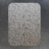 Aubusson Hide 16290 luxury designer rug with rounded corners, gray and beige wavy pattern, high-end handmade hide rug.