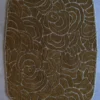 Luxury handmade wool designer rug, square brown with abstract raised swirl pattern.