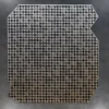 The Blackdog Wool 15851 is a luxury handmade wool designer rug with a black and white houndstooth pattern and irregular edge on a gray floor.
