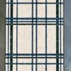 Luxury Custom Hide 15316 designer rug with cream base, blue and green plaid on a sleek gray floor.