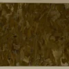 A large high-end designer rug in earthy brown tones with organic textured shapes.