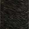 Luxury custom hide rug with geometric dark brown and black lines, designer abstract high-end appearance.