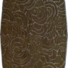 Luxury designer rug in brown with raised abstract swirl, handmade wool and silk.