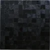 Glossy black handmade hide rug tiles, Promenade Hide 30151, in a luxury designer grid pattern.