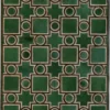 Luxury designer rug featuring green geometric shapes on beige, inspired by Ignition Hide 16101.
