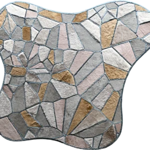 Lexar Hide 27375 luxury designer rug with abstract mosaic in tan, gray, and beige tones.