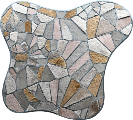 Lexar Hide 27375 luxury designer rug with abstract mosaic in tan, gray, and beige tones.
