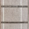 Luxury handmade wool and silk designer rug with beige base, white and gray stripes.