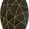 Luxury designer rug with oval shape, dark textured hide, and silver accents.