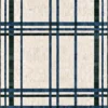 Luxury custom rug with precise geometric plaid design in blue, green, black on off-white.